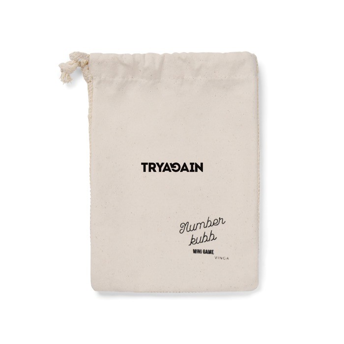 Mini juego de números con 12 bolos numerados y 1 bolo para lanzar color marrón vista con logo Mini juego de números con 12 bolos numerados y 1 bolo para lanzar color marrón vista con logo