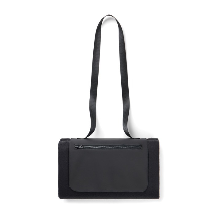 Manta de pícnic en poliéster reciclado con forro polar impermeable color negro