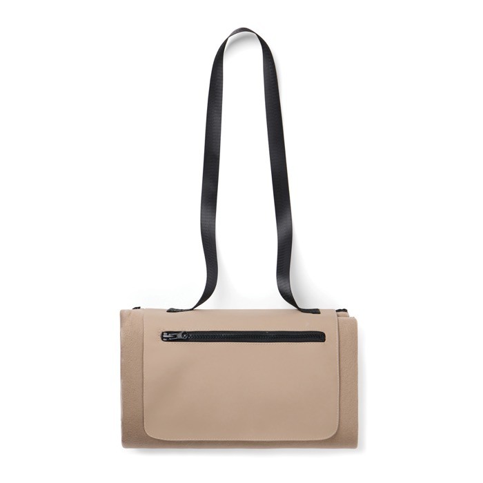 Manta de pícnic en poliéster reciclado con forro polar impermeable color marfil