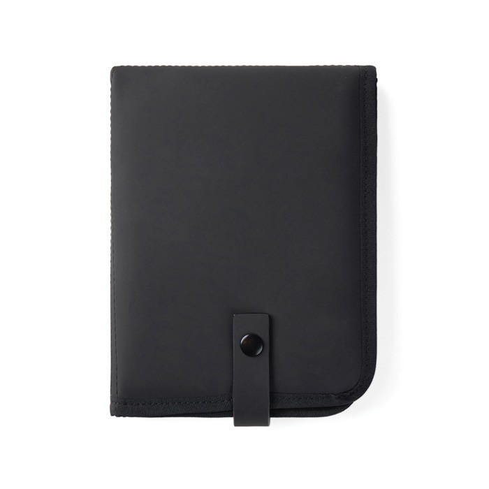 Cojín portátil reciclado con cierre a presión y diseño plegable color negro