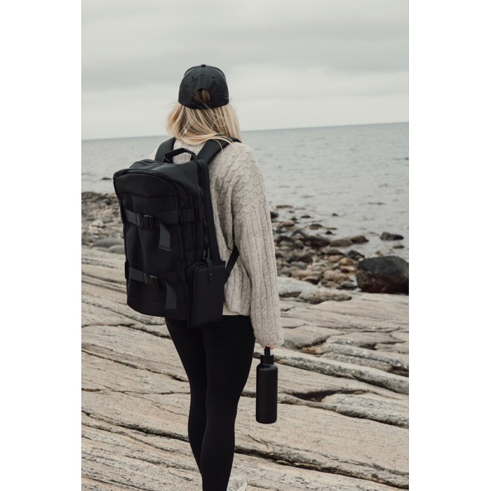 Cojín portátil reciclado con cierre a presión y diseño plegable color negro vista de ambiente 4