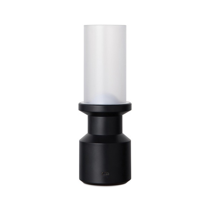 Lámpara de mesa portátil reciclada con batería recargable y regulador color negro tercera vista