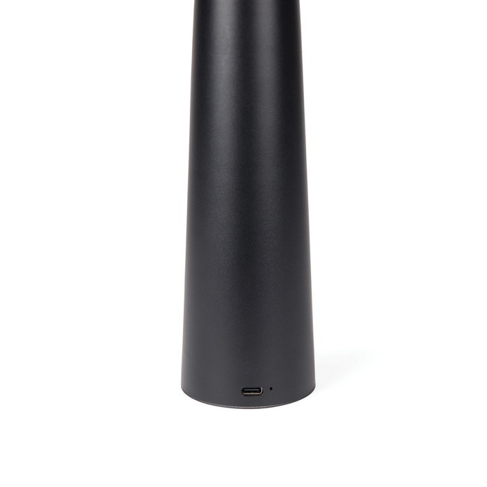 Lámpara de mesa reciclada con luz cálida y blanca regulable por tacto color negro tercera vista