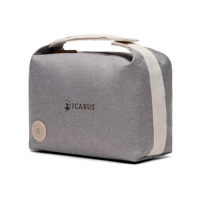 Neceser de poliéster reciclado con bolsillo interior con asa color gris vista con logo Neceser de poliéster reciclado con bolsillo interior con asa color gris vista con logo