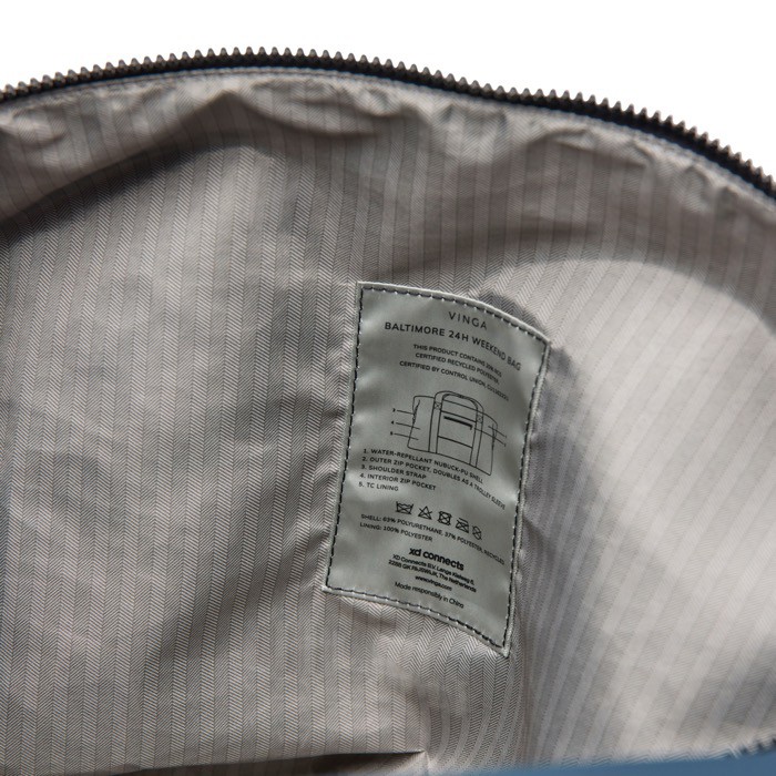 Bolsa de fin de semana repelente al agua con medida de viaje color azul marino quinta vista