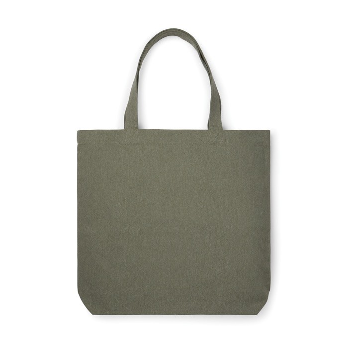 Bolsa de lona reciclada multiusos con asas largas 400 g/m2 color verde Bolsa de lona reciclada multiusos con asas largas 400 g/m2 color verde