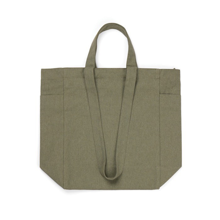 Bolsa con cremallera de lona reciclada con un peso de 400 g/m2 color verde cuarta vista Bolsa con cremallera de lona reciclada con un peso de 400 g/m2 color verde cuarta vista