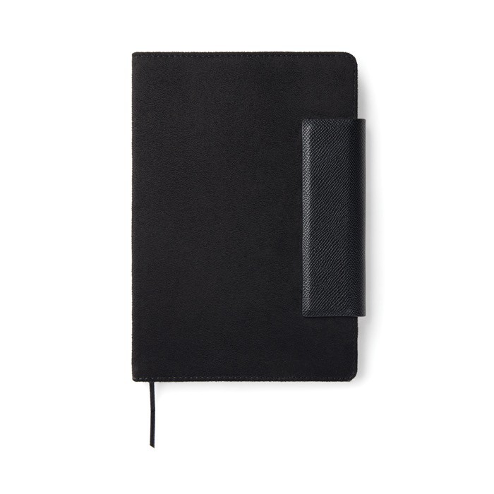 Cuaderno en piel reciclada con diseño elegante A5 hojas a rayas color negro