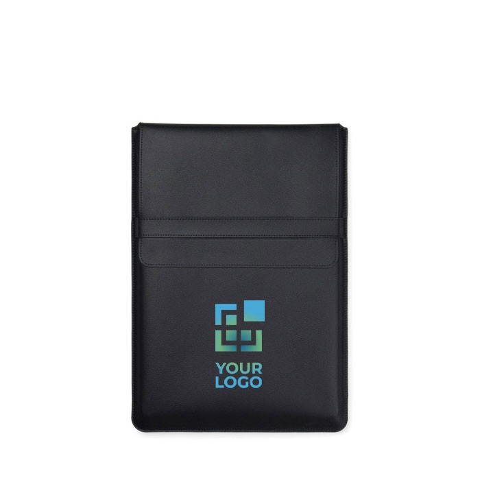 Funda para portátil de poliéster con alfombrilla para ratón 14” color negro vista de impresión