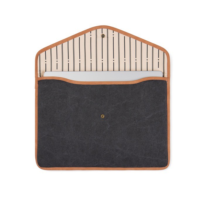 Funda para portátil de lona reciclada con bordes de color 16” color negro segunda vista Funda para portátil de lona reciclada con bordes de color 16” color negro segunda vista