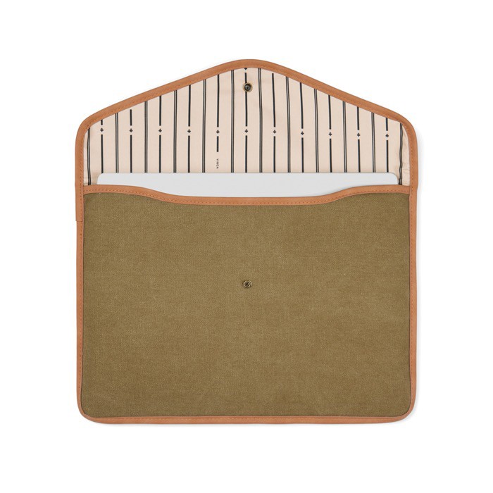 Funda para portátil de lona reciclada con bordes de color 16” color verde segunda vista Funda para portátil de lona reciclada con bordes de color 16” color verde segunda vista