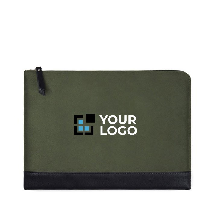 Funda para portátil de poliéster reciclado con bolsillo interior 14” color verde vista de impresión Funda para portátil de poliéster reciclado con bolsillo interior 14” color verde vista de impresión