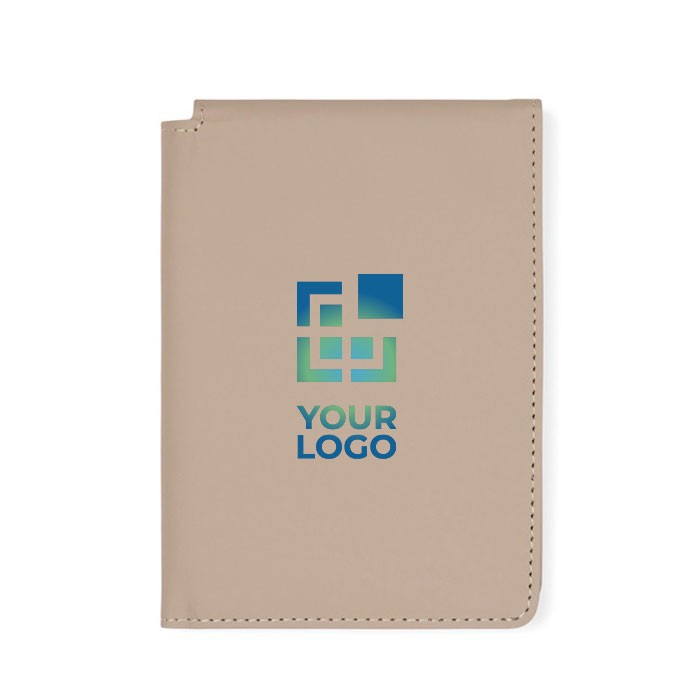 Funda de pasaporte y tarjetas de cuero sintético con protección RFID color marfil vista de impresión