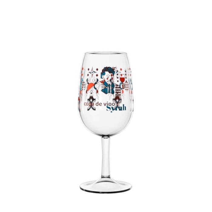 Copa de vino de tritán de color transparente con logo Copa de vino de tritán de color transparente con logo