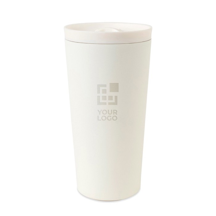 Vaso térmico de acero reciclado con aislamiento al vacío 500ml color blanco vista de impresión