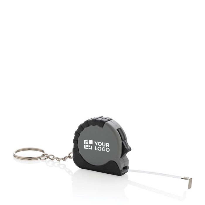 Llavero de plástico reciclado y acero con cinta métrica 1M vista de impresión Llavero de plástico reciclado y acero con cinta métrica 1M vista de impresión