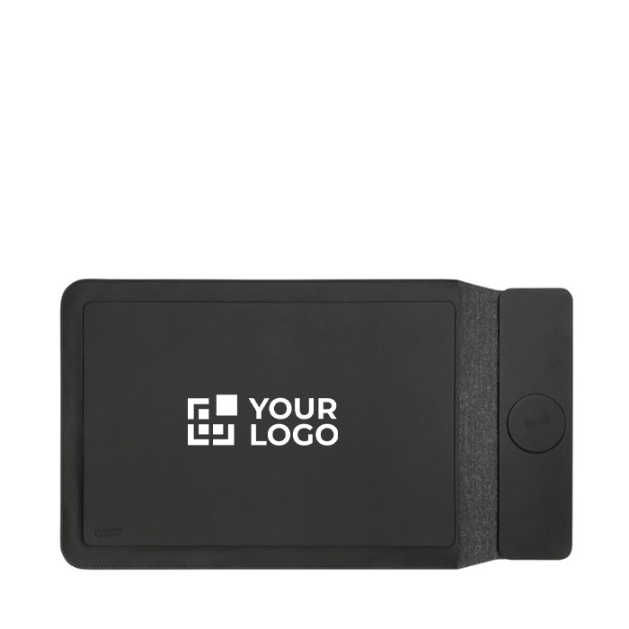 Funda ecológica con cierre y carga magnética para portátiles 15.6” Swiss Peak color negro vista de impresión