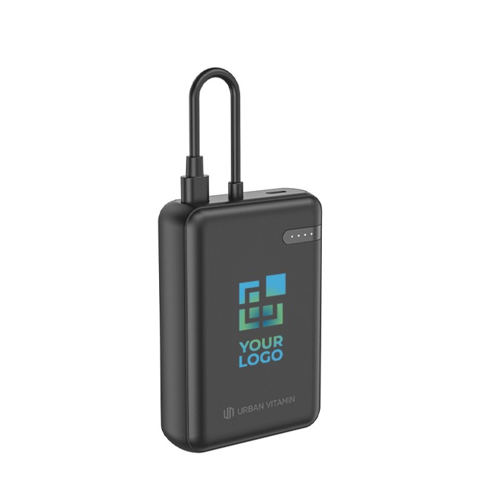 Batería externa con doble carga simultánea potencia 20W color negro vista de impresión