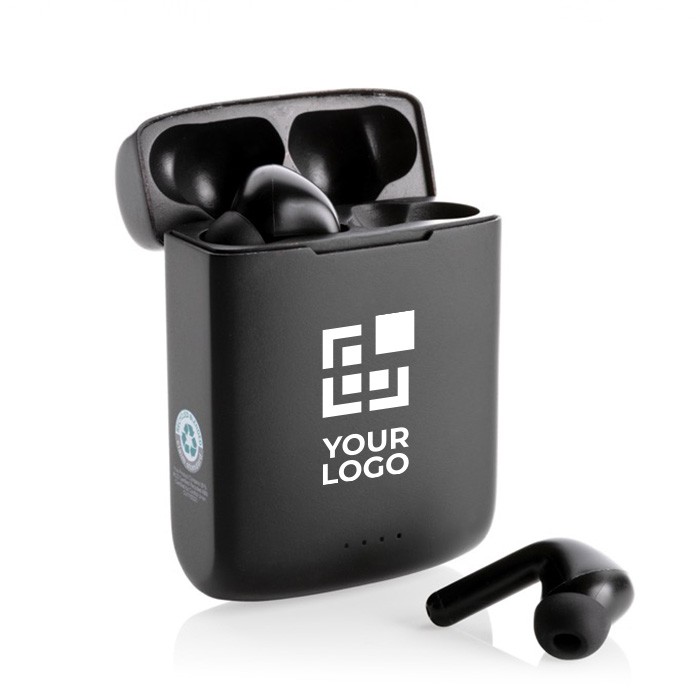 Auriculares inalámbricos con panel solar de carga y BT 5.3 color negro vista de impresión Auriculares inalámbricos con panel solar de carga y BT 5.3 color negro vista de impresión