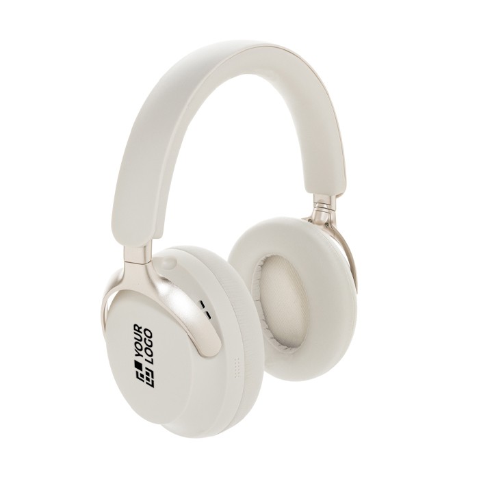 Auriculares diadema con diseño supraaural y cancelación de ruido color blanco vista de impresión Auriculares diadema con diseño supraaural y cancelación de ruido color blanco vista de impresión