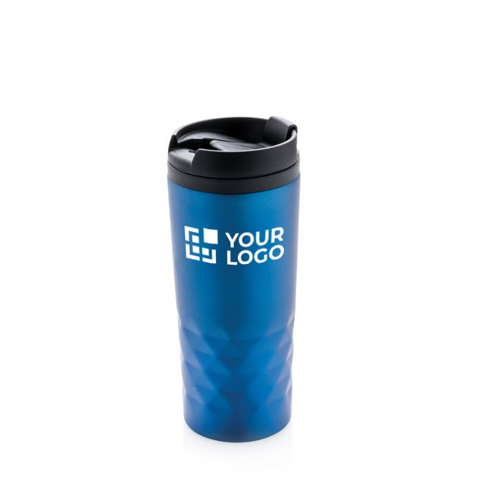 Taza con función termo y forma geométrica 300ml Trilliant Colors color azul vista de impresión Taza con función termo y forma geométrica 300ml Trilliant Colors color azul vista de impresión