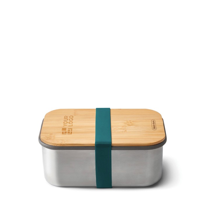 Fiambrera de acero inoxidable con tapa y cinta Black+Blum 1,25L color turquesa vista de impresión