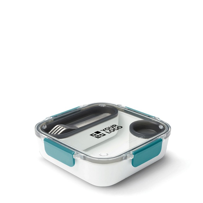 Fiambrera con recipientes en el interior y tenedor Black+Blum 1L color turquesa vista de impresión Fiambrera con recipientes en el interior y tenedor Black+Blum 1L color turquesa vista de impresión