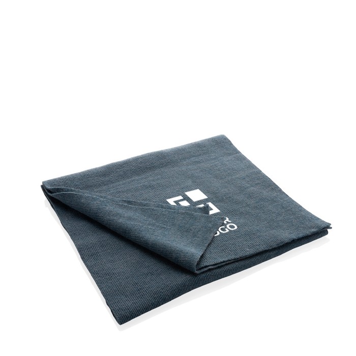 Bufanda acrílica de Polylana® de estilo elegante y sofisticado color azul grisáceo vista de impresión