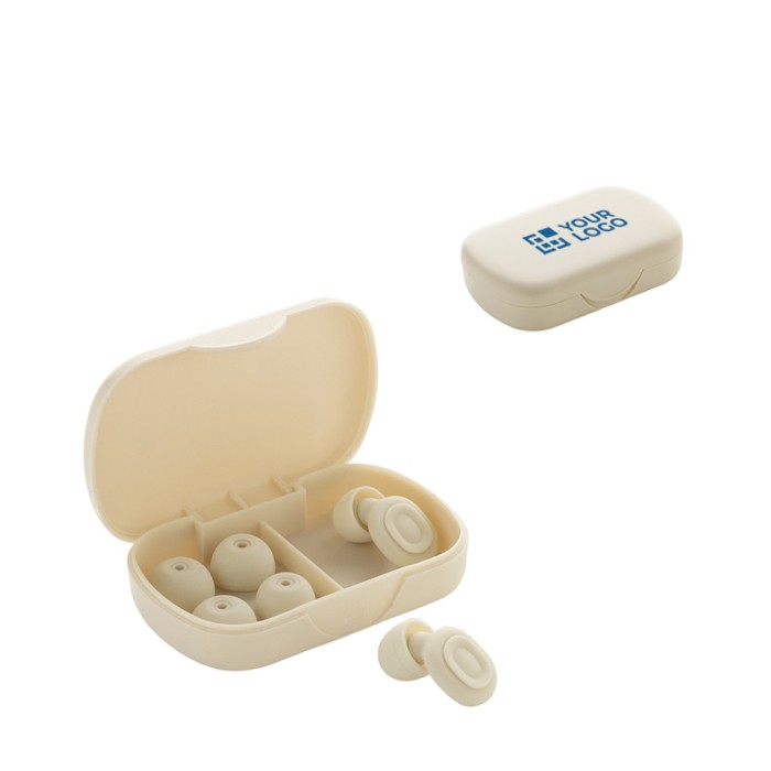 Tapones auditivos en silicona reciclada con reducción de ruido 36dB color beige vista de impresión