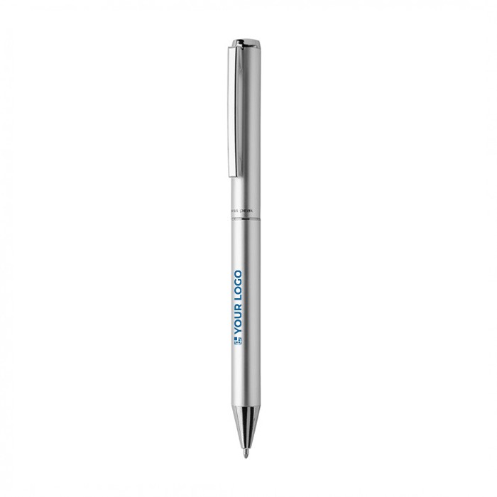 Bolígrafo elegante de aluminio reciclado con tinta azul Dokumental® color plateado vista de impresión Bolígrafo elegante de aluminio reciclado con tinta azul Dokumental® color plateado vista de impresión