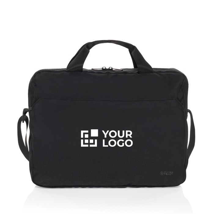 Maletín de RPET con un elegante diseño para PC 15,6'' Swiss Peak color negro vista de impresión Maletín de RPET con un elegante diseño para PC 15,6'' Swiss Peak color negro vista de impresión