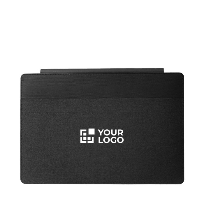 Funda de portátil reciclada con soporte de inclinación de 4 cm 14” color negro vista de impresión