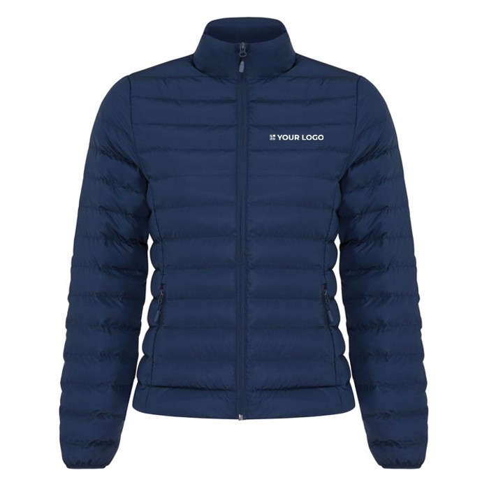 Chaqueta acolchada de poliéster reciclado mujer casual fit 70 g/m2 IQONIQ Maiko color azul marino vista de impresión