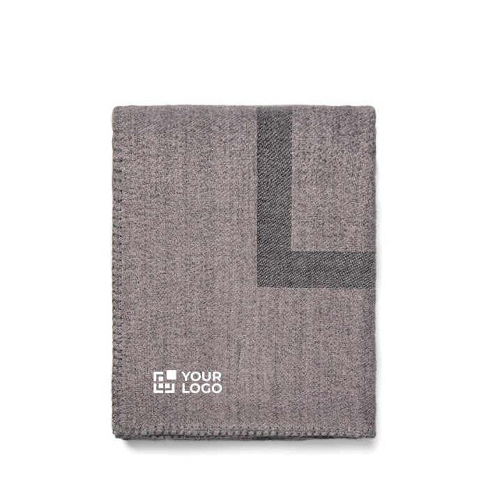 Manta elegante en poliéster reciclado con tacto suave y cálido 260 g/m2 color gris vista de impresión