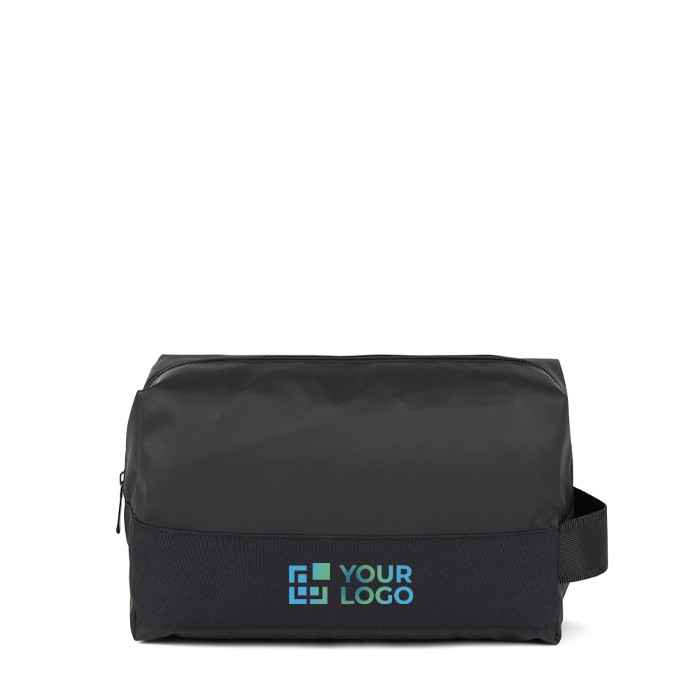 Neceser de poliéster reciclado de elegante diseño y minimalista color negro vista de impresión Neceser de poliéster reciclado de elegante diseño y minimalista color negro vista de impresión