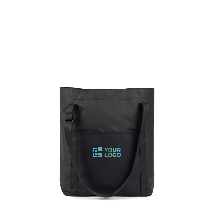Bolsa tote ecológica con diseño elegante minimalista y asa color negro vista de impresión Bolsa tote ecológica con diseño elegante minimalista y asa color negro vista de impresión