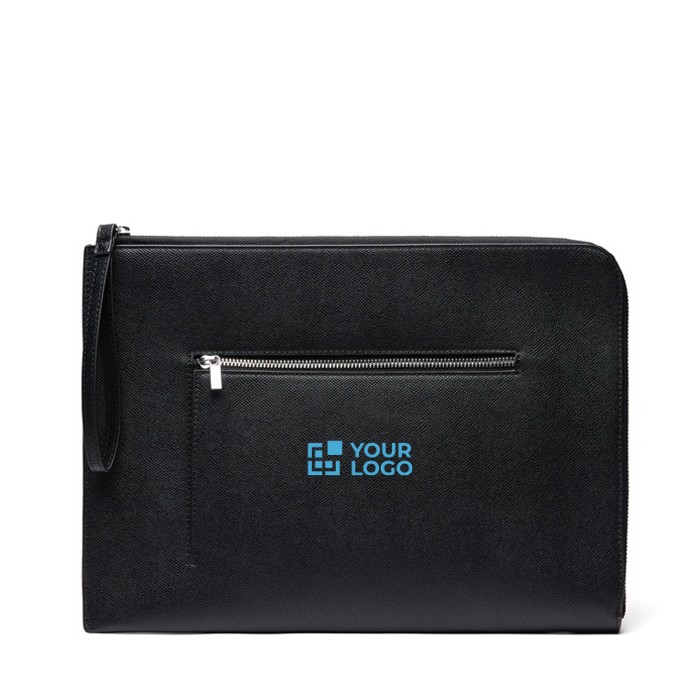 Funda reciclada para PC con diseño sofisticado y bolsillo útil 14” color negro vista de impresión