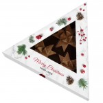 Triángulo de 3 chocolates de caramelo dorado en forma de estrella color blanco