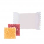 Gominolas con sabor frutales y envoltorio individual color blanco