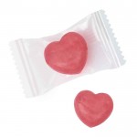 Caramelo duro en forma de corazón con sabor a cereza color transparente