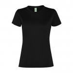 Camiseta de mujer de manga corta en poliéster reciclado 100 g/m2 Roly Direct Slam color negro segunda vista