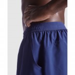 Pantalón deportivo corto para hombre elástico 100 g/m2 Roly Direct Murray color azul marino vista detalle 2