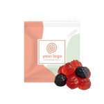 Bolsita personalizable con gominolas en forma y sabor a frutos rojos color blanco