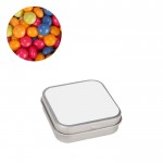Caja plateada de mini pastillas sabor fruita de 18g color plateado
