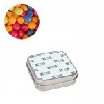 Caja plateada de mini pastillas sabor fruita de 18g color plateado vista principal