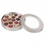 Caja de 16 trufas decoradas rellenas de varios sabores gourmet color plateado segunda vsta