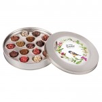 Caja de 16 trufas decoradas rellenas de varios sabores gourmet color plateado tercera vista