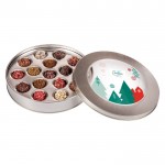 Caja de 16 trufas decoradas rellenas de varios sabores gourmet color plateado cuarta vista