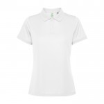 Polo técnico para mujer de poliéster reciclado 125 g/2 Roly Direct Tormo color blanco segunda vista