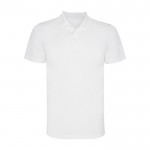Polo técnico de poliéster piqué de manga corta 150 g/m2 Roly Direct Monzha color blanco segunda vista